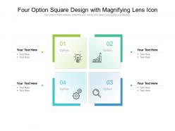 Four Option Square Design With Magnifying Lens Icon