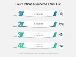 Four options numbered label list
