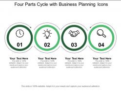 Four parts cycle with business planning icons
