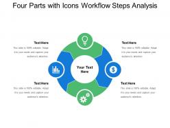 Four parts with icons workflow steps analysis