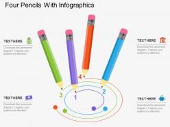 Four pencils with infographics flat powerpoint design