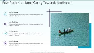 Four person on boat going towards northeast