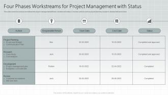 Four Phases Workstreams For Project Management With Status