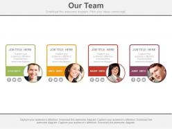 Four photo tags for team management powerpoint slides