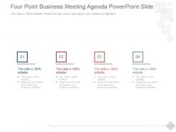 Four point business meeting agenda powerpoint slide