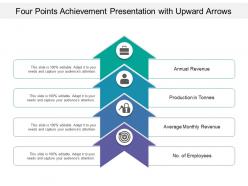 Four points achievement presentation with upward arrows