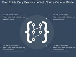 Four points curly braces icon with source code in middle