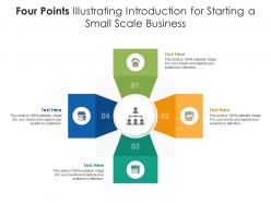 Four points illustrating introduction for starting a small scale business infographic template