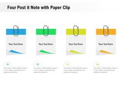 Four post it note with paper clip