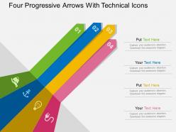 Four progressive arrows with technical icons flat powerpoint design