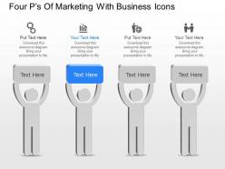 Four ps of marketing with business icons powerpoint template slide