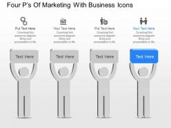 Four ps of marketing with business icons powerpoint template slide