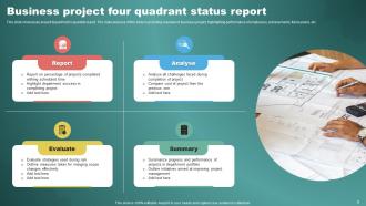 Four Quadrant Status Report Powerpoint Ppt Template Bundles Aesthatic Analytical