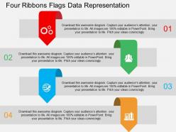 Four ribbons flags data representation flat powerpoint design