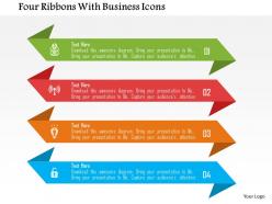 Four ribbons with business icons flat powerpoint design