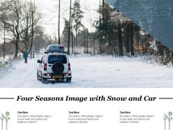 Four seasons image with snow and car