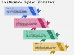 Four seqquential tags for business data flat powerpoint desgin