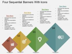 Four sequential banners with icons flat powerpoint design