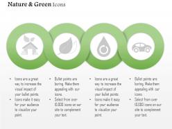 Four sequential green energy and nature icons editable icons