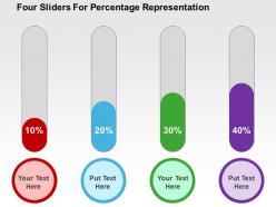 Four sliders for percentage representation flat powerpoint design