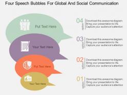 Four speech bubbles for global and social communication flat powerpoint design
