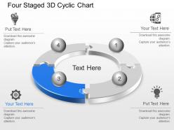 Four staged 3d cyclic chart powerpoint template slide