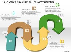 Four staged arrow design for communication powerpoint template