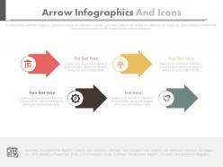 Four staged arrow infographics and icons flat powerpoint design