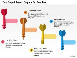 Four staged banner diagram for data flow flat powerpoint design