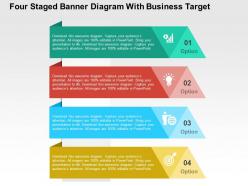 Four staged banner diagram with business target flat powerpoint design