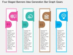 Four staged banners idea generation bar graph gears flat powerpoint design