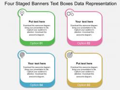 Four staged banners text boxes data representation flat powerpoint design