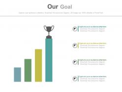 Four staged bar graph and trophy powerpoint slides