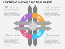 Four staged business arrow icons diagram flat powerpoint design