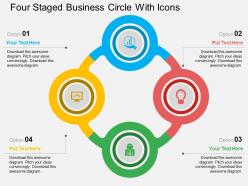 Four staged business circle with icons flat powerpoint design