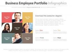 Four staged business employee portfolio infographics flat powerpoint design