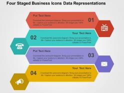 Four staged business icons data representations flat powerpoint design