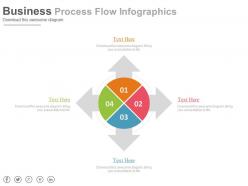 Four staged business process flow infographics flat powerpoint design