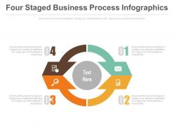 Four staged business process infographics powerpoint slides