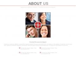 Four staged business professional about us powerpoint slides