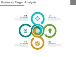 Four staged business target analysis flat powerpoint design