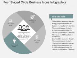 Four staged circle business icons infographics flat powerpoint design