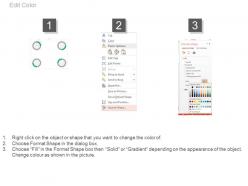 Four staged circle infographics for analysis powerpoint slides