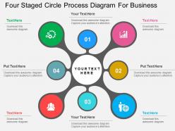 Four staged circle process diagram for business flat powerpoint design