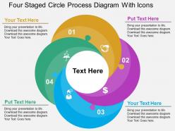 Four staged circle process diagram with icons flat powerpoint design