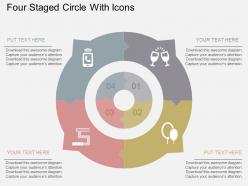 Four staged circle with icons flat powerpoint desgin