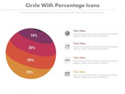 Four staged circle with percentage icons powerpoint slides