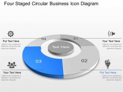 Four staged circular business icon diagram powerpoint template slide