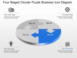 Four staged circular puzzle business icon diagram powerpoint template slide