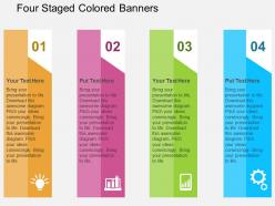 Four staged colored banners flat powerpoint design